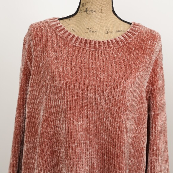 Orvis Rose Pink Chenille Crew Neck Sweater  size XL - Picture 3 of 10